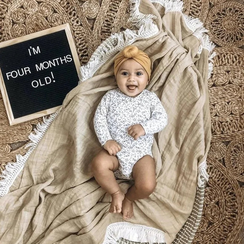 Organic Cotton Baby Tassel Blanket