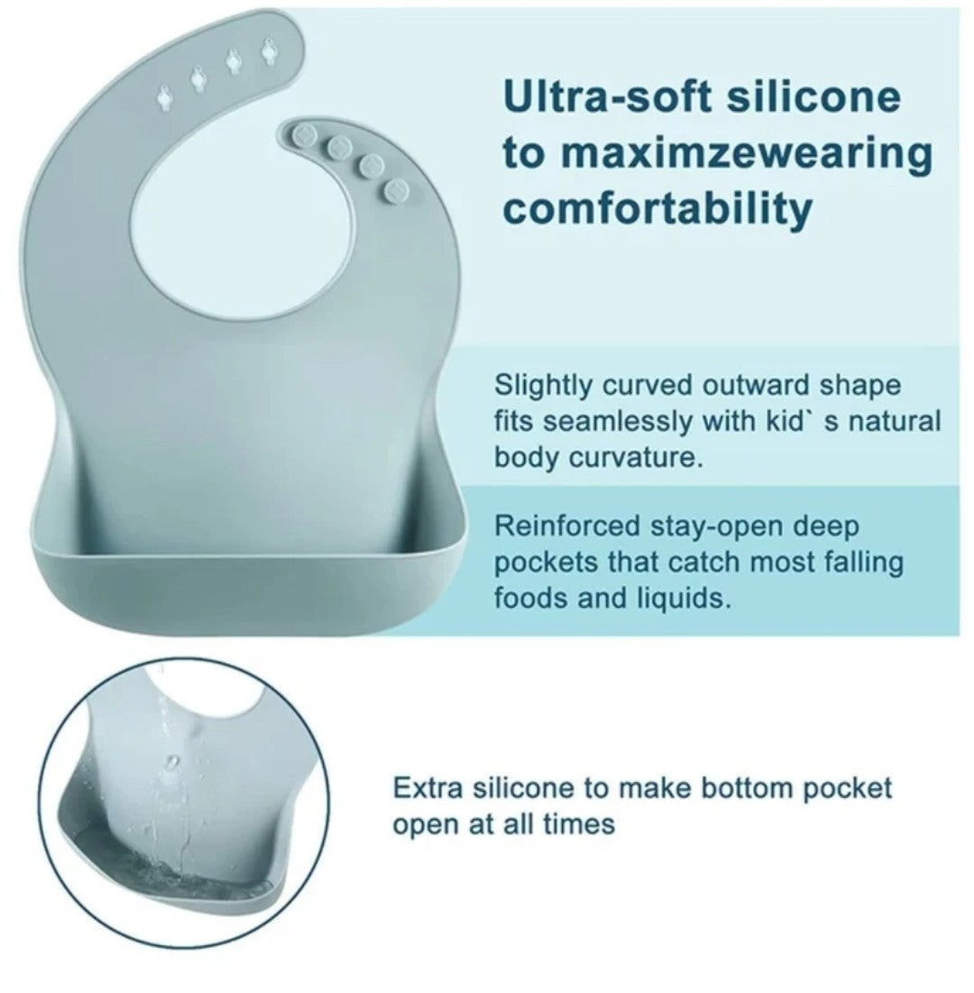 Baby Silicone Catch Bib - BPA Free