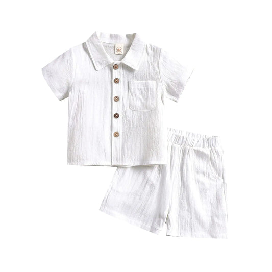 Baby Boy Linen Button Down Shirt  & Short Set