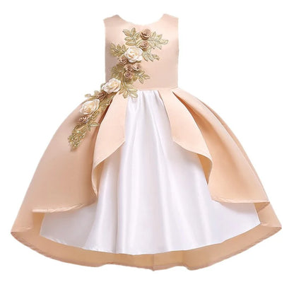 Two Tone Dress with Floral Motif