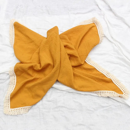Organic Cotton  Baby Tassel Blanket