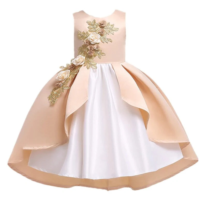 Two Tone Dress with Floral Motif