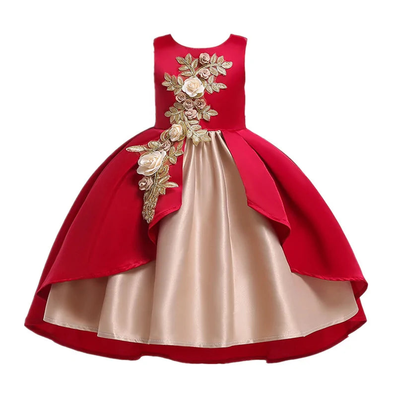 Two Tone Dress with Floral Motif