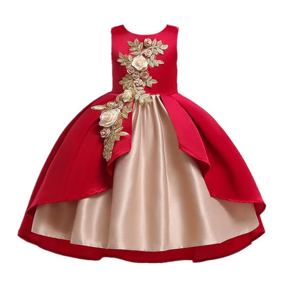 Two Tone Dress with Floral Motif