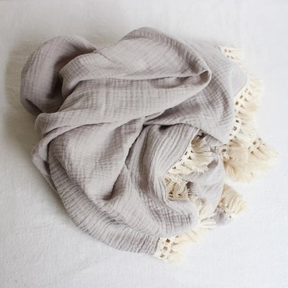 Organic Cotton  Baby Tassel Blanket