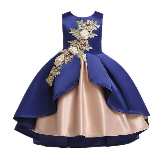 Two Tone Dress with Floral Motif