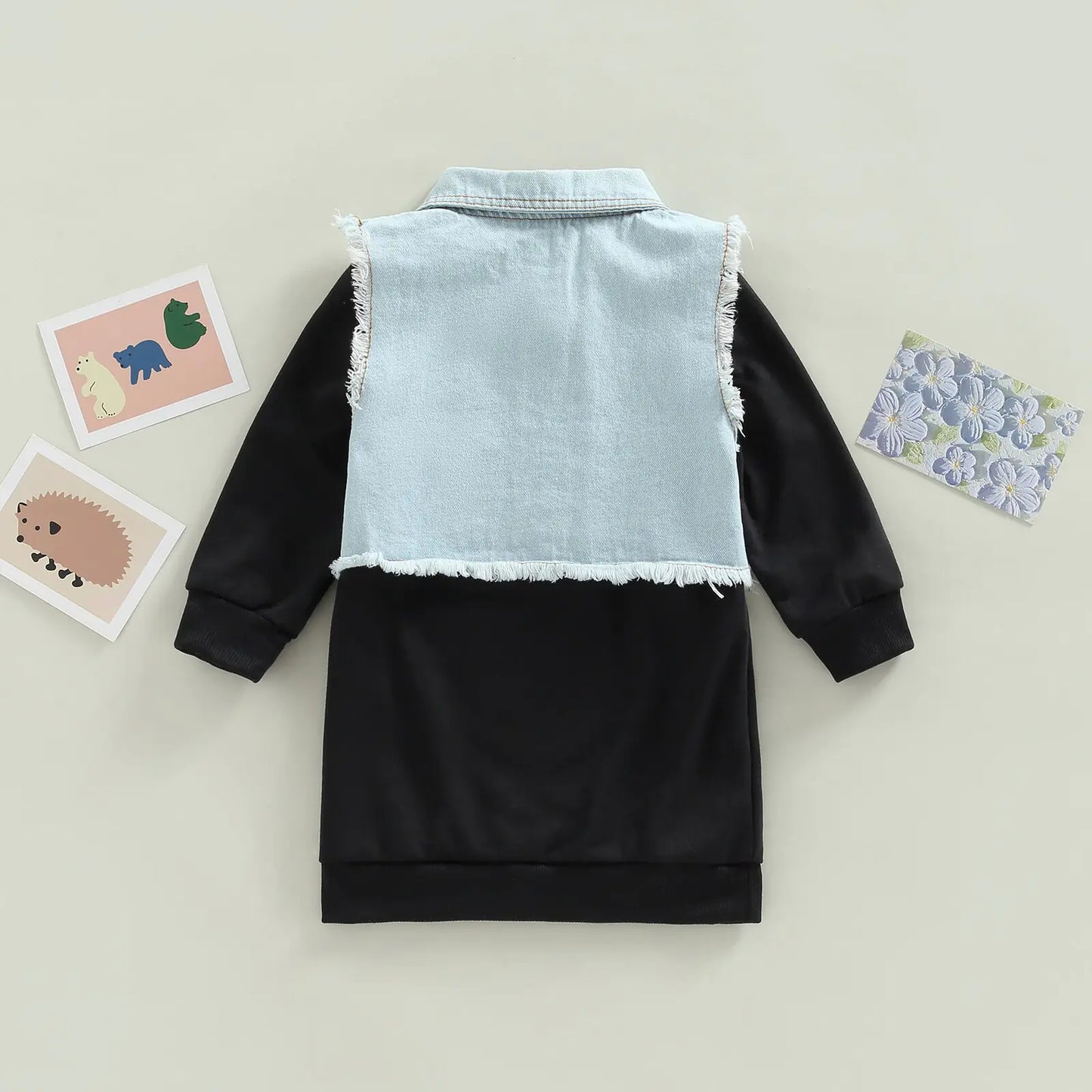 Sweater dress & Denim Vest